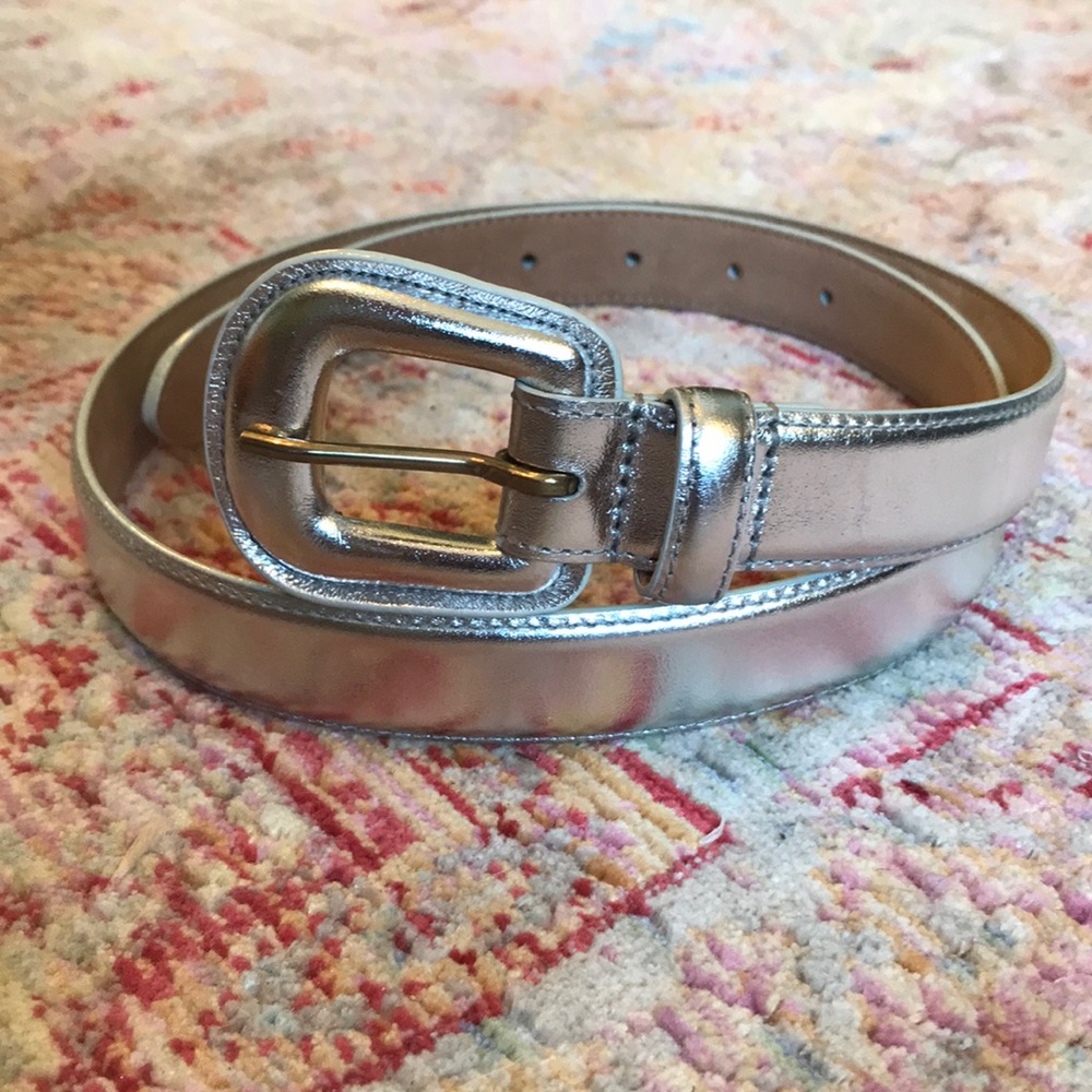 Via Condotti Silver Leather Belt